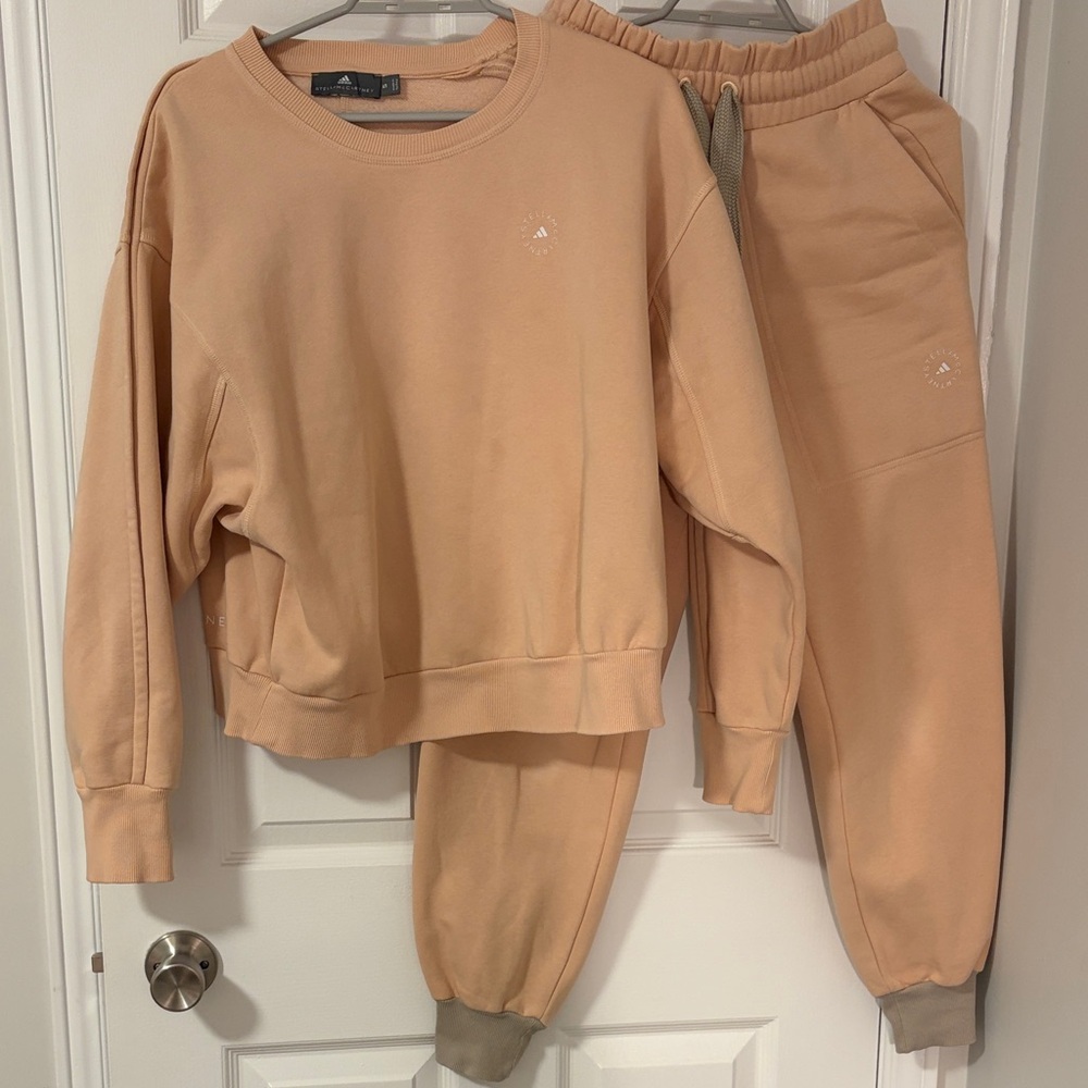 Adidas Stella McCartney Peach Sweatshirt (S) and Joggers (XS) Set